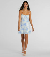 Sparkly Excellence Floral Sequin Mini A-Line Dress