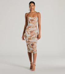Admiring Muse Sleeveless Bodycon Floral Midi Dress