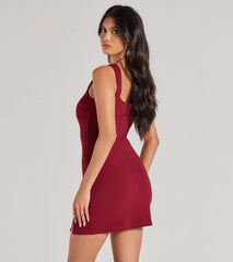 Chic Details Square Neck Bodycon Mini Dress