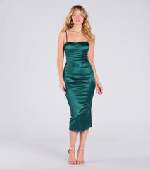 Sleek And Iconic Satin Bodycon Midi Dress