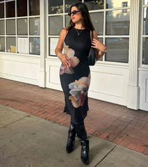 Date Night Chic Floral Mesh Midi Dress