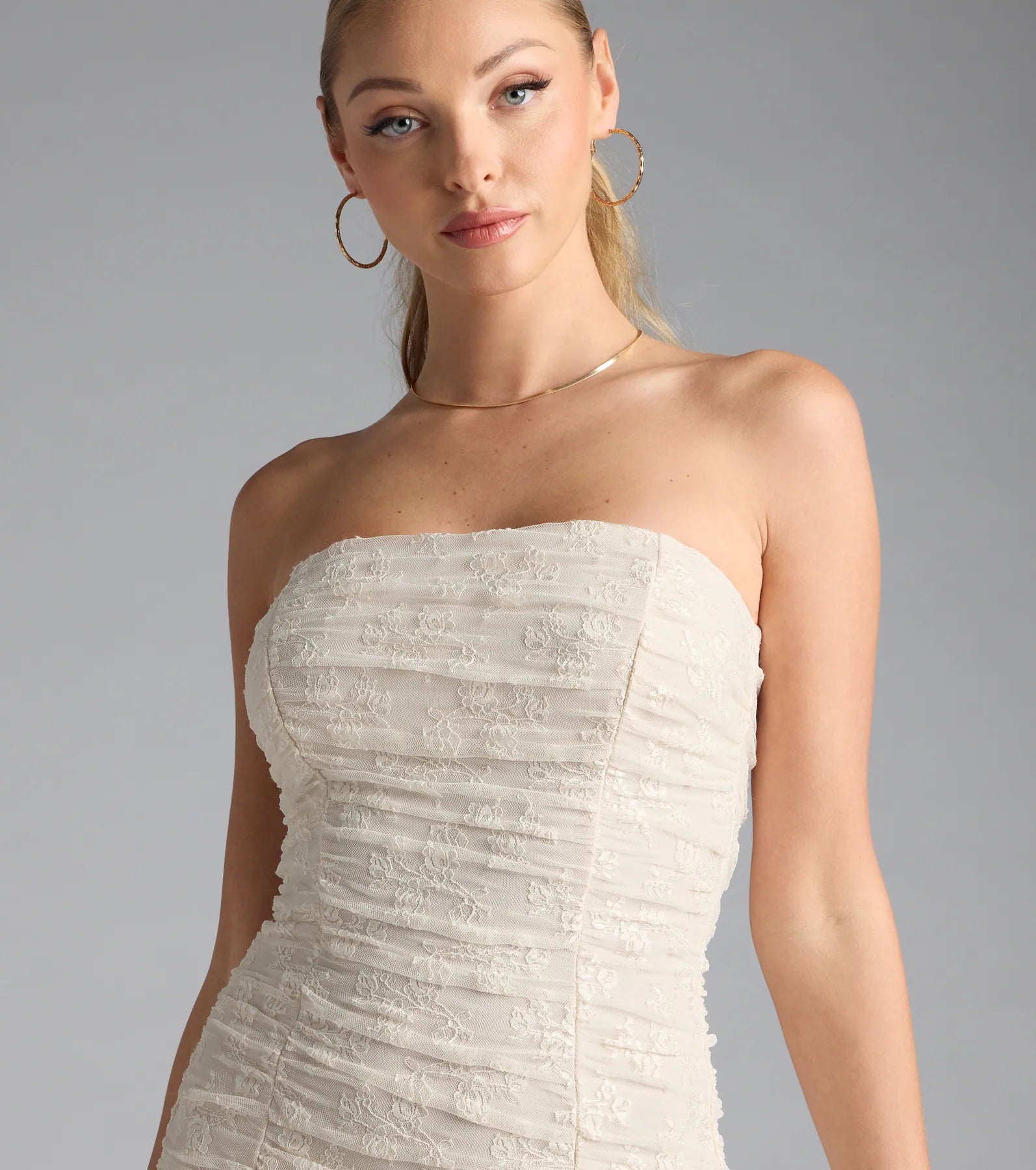 Romance Dreamer Strapless Bodycon Lace Mini Dress