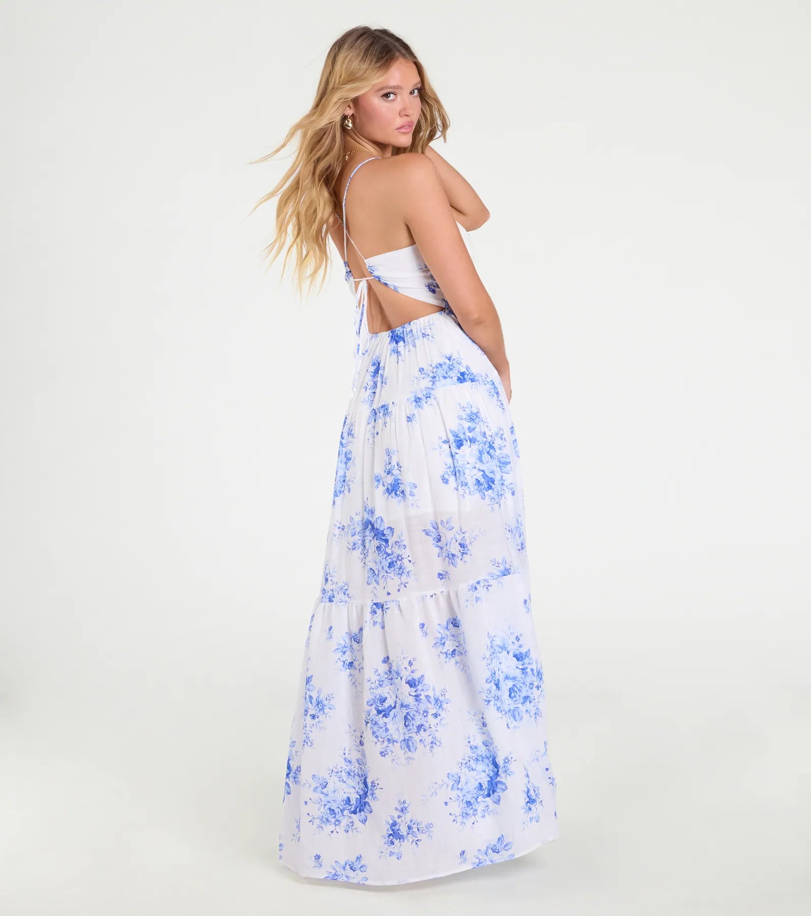 Sunshine Dream Open Tie Back Floral Maxi Dress
