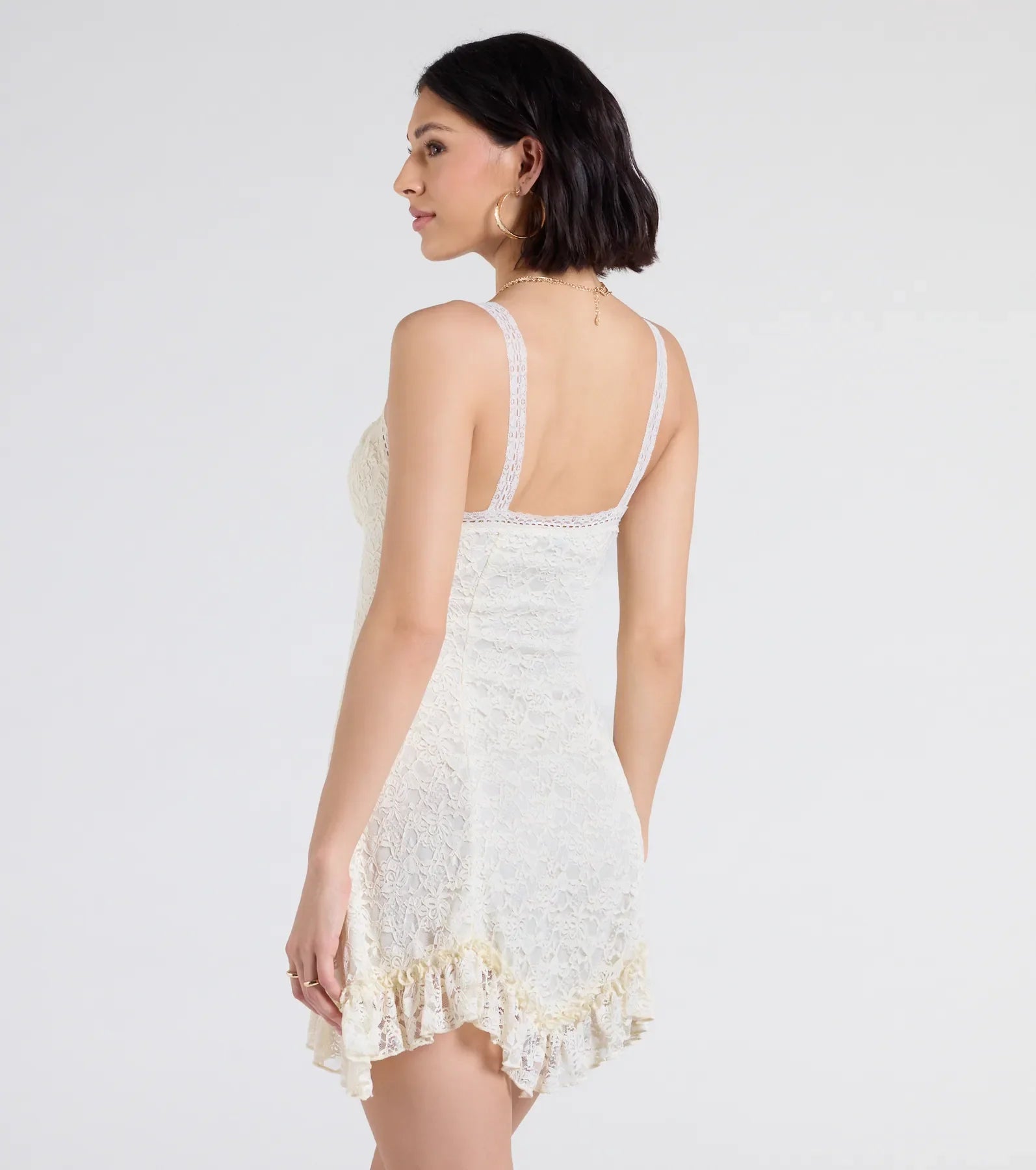 Desert Sun Lace Ruffle Mini Dress