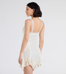 Desert Sun Lace Ruffle Mini Dress
