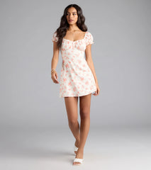 Floral Bliss A-Line Bow Mini Dress