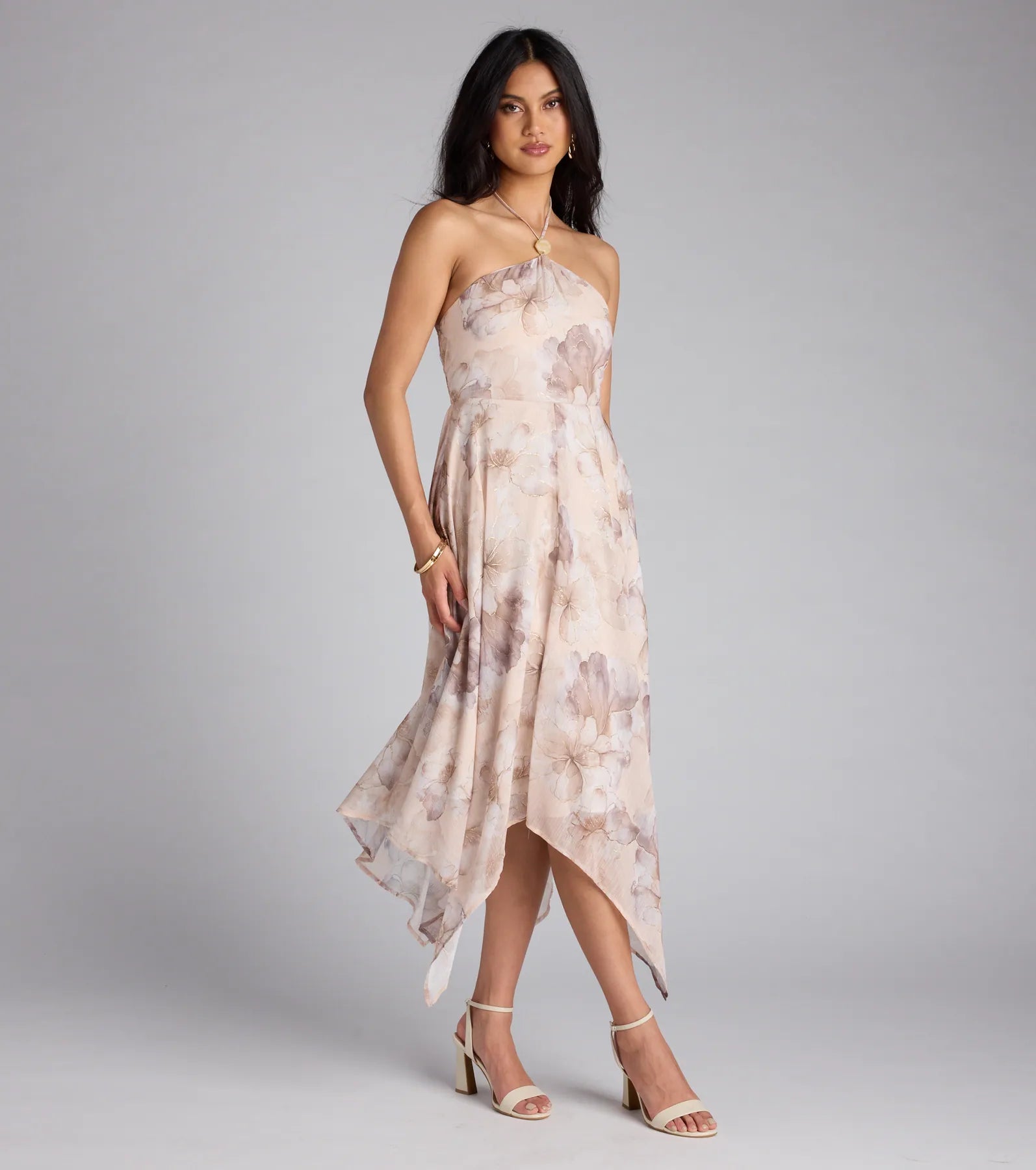 Blossomed Babe Floral Halter Midi Dress