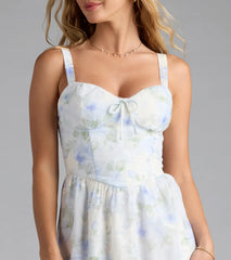 Charmed Sweetness Lace-Up Floral Chiffon Midi Dress