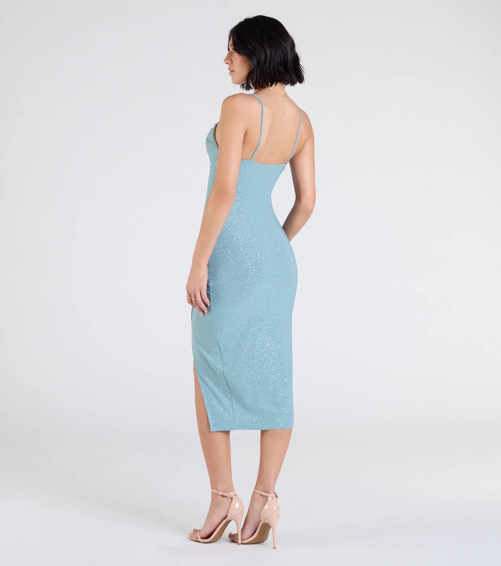 At Midnight Bodycon Glitter Mid Dress