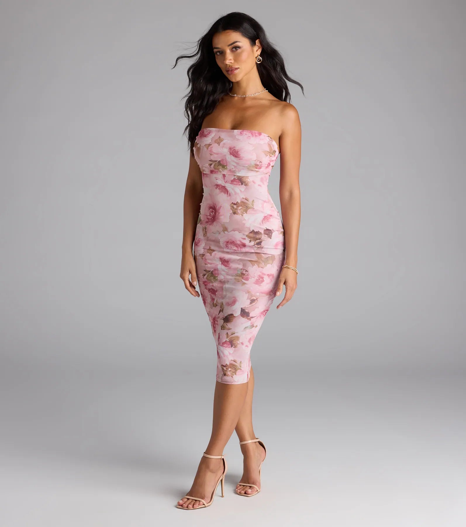 Special Something Floral Bodycon Midi Dress