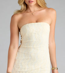 Adorable Flirt Ruffle Lace Mini Tube Dress