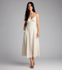 Chic Twist Tie-Back Striped Midi Dress