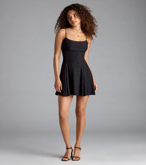 Out In The Town Lace-Up Skater Dress