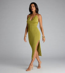 Chic Paradise Halter Open Back Slit Midi Dress