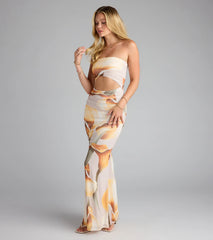 Floral Fantasy Strapless Cutout Maxi Dress
