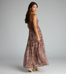 Meet Me in the Meadow Chiffon Floral Maxi Dress