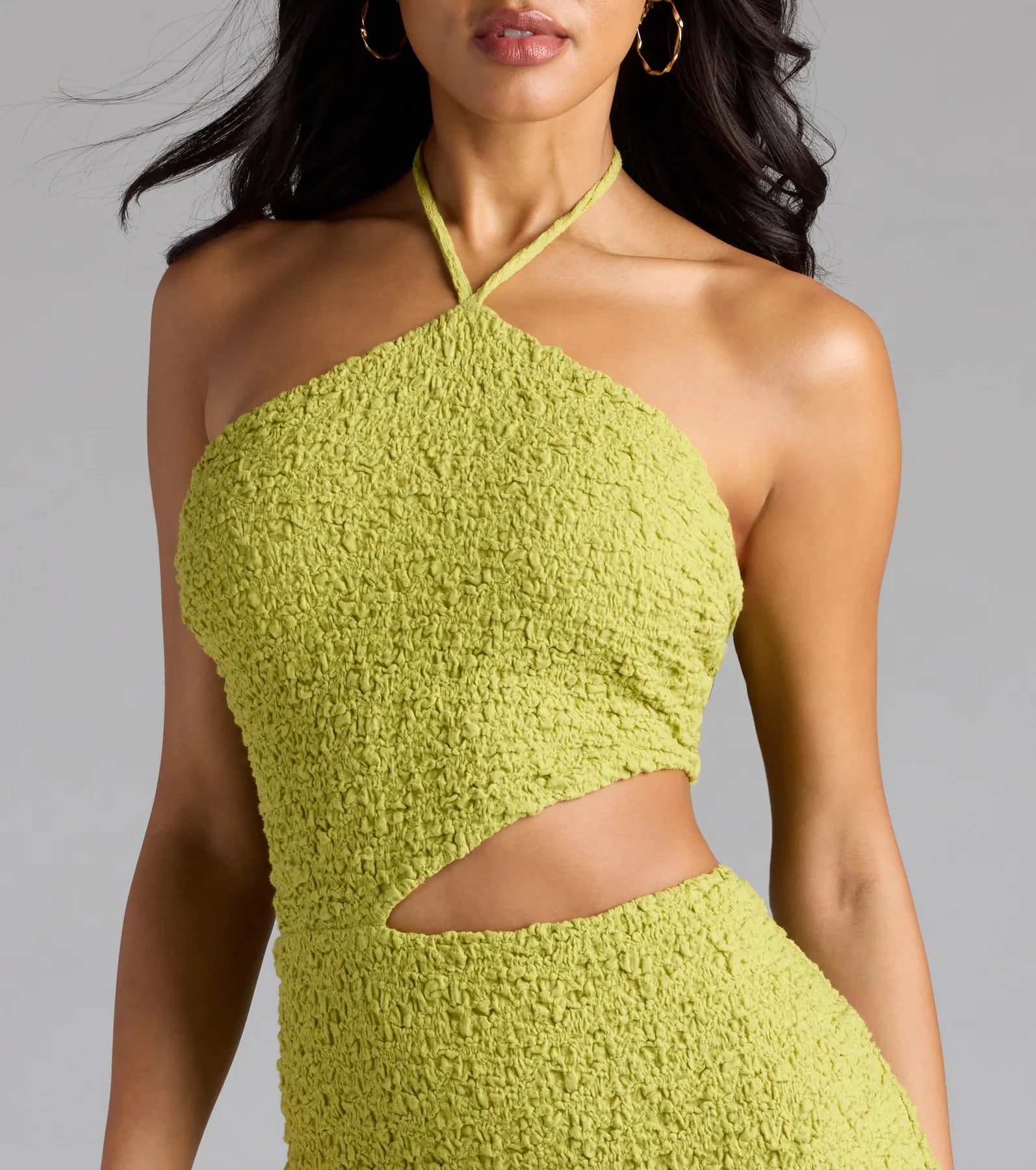 Striking A Pose Halter Cutout Mini Dress