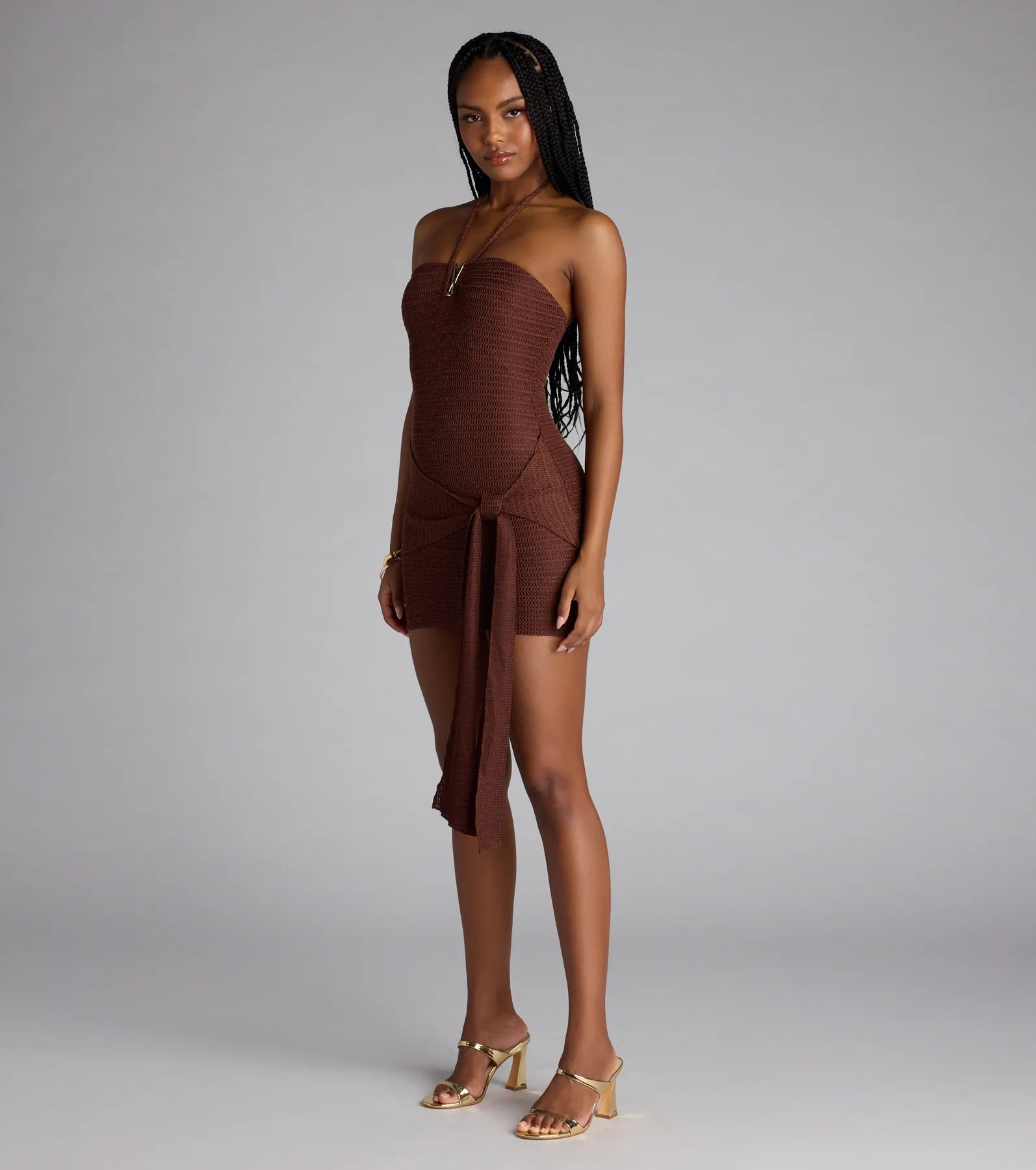 Too Hot to Handle Halter Knit Mini Dress