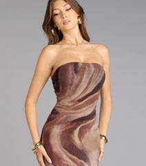 Painted Muse Tube Slit Maxi Dress