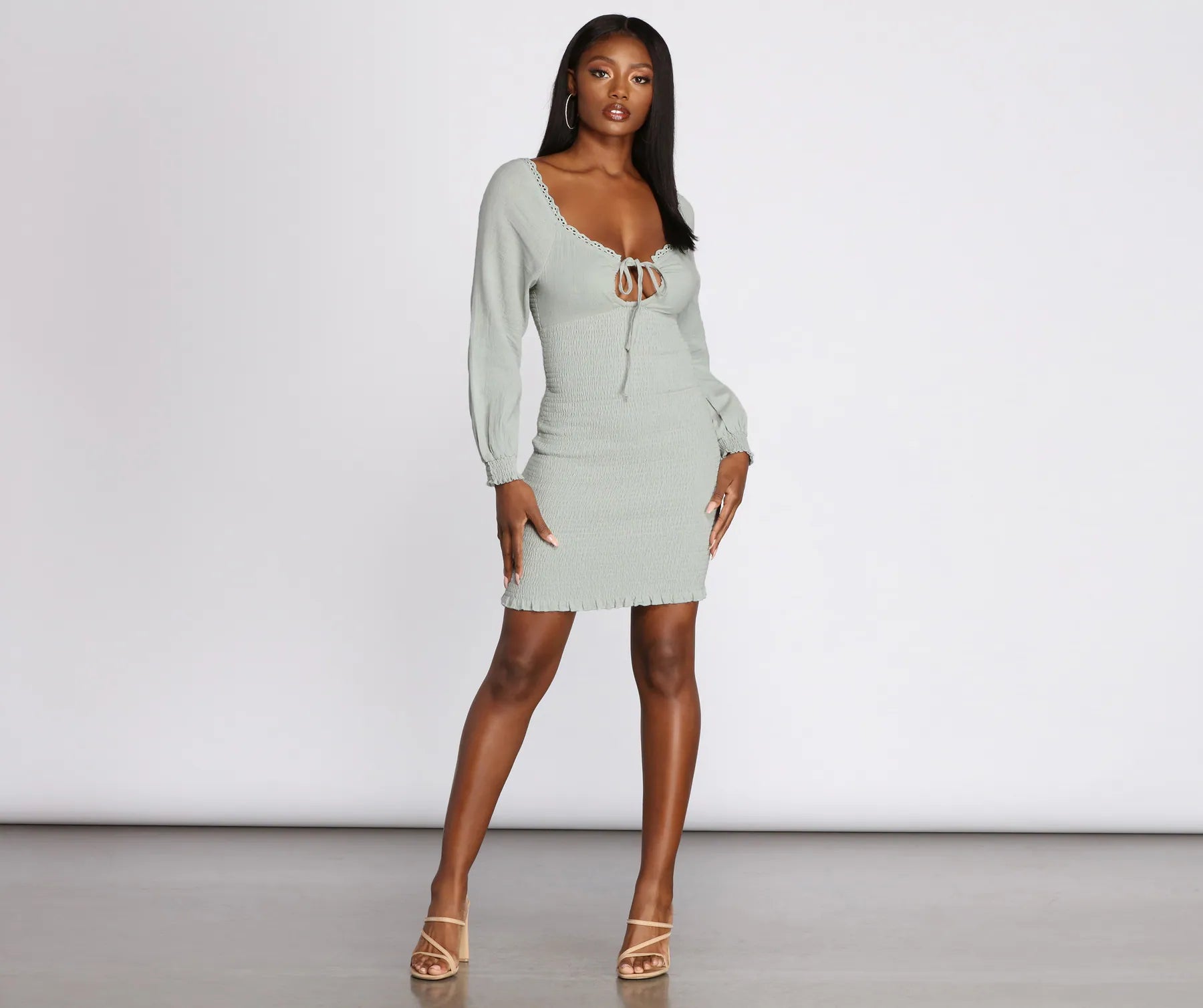 Lovely In Linen Smocked Mini Dress