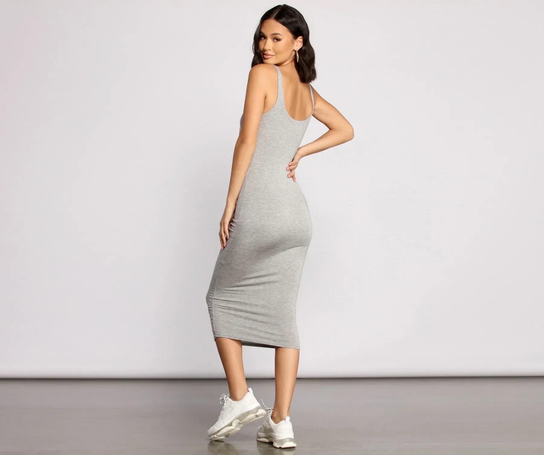 Slay Every Day Basic Scoop Neck Midi Dress