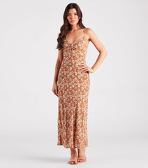Pick Me Floral Lace-Up Maxi Dress