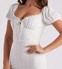Friendly Flirt Eyelet Mini Dress