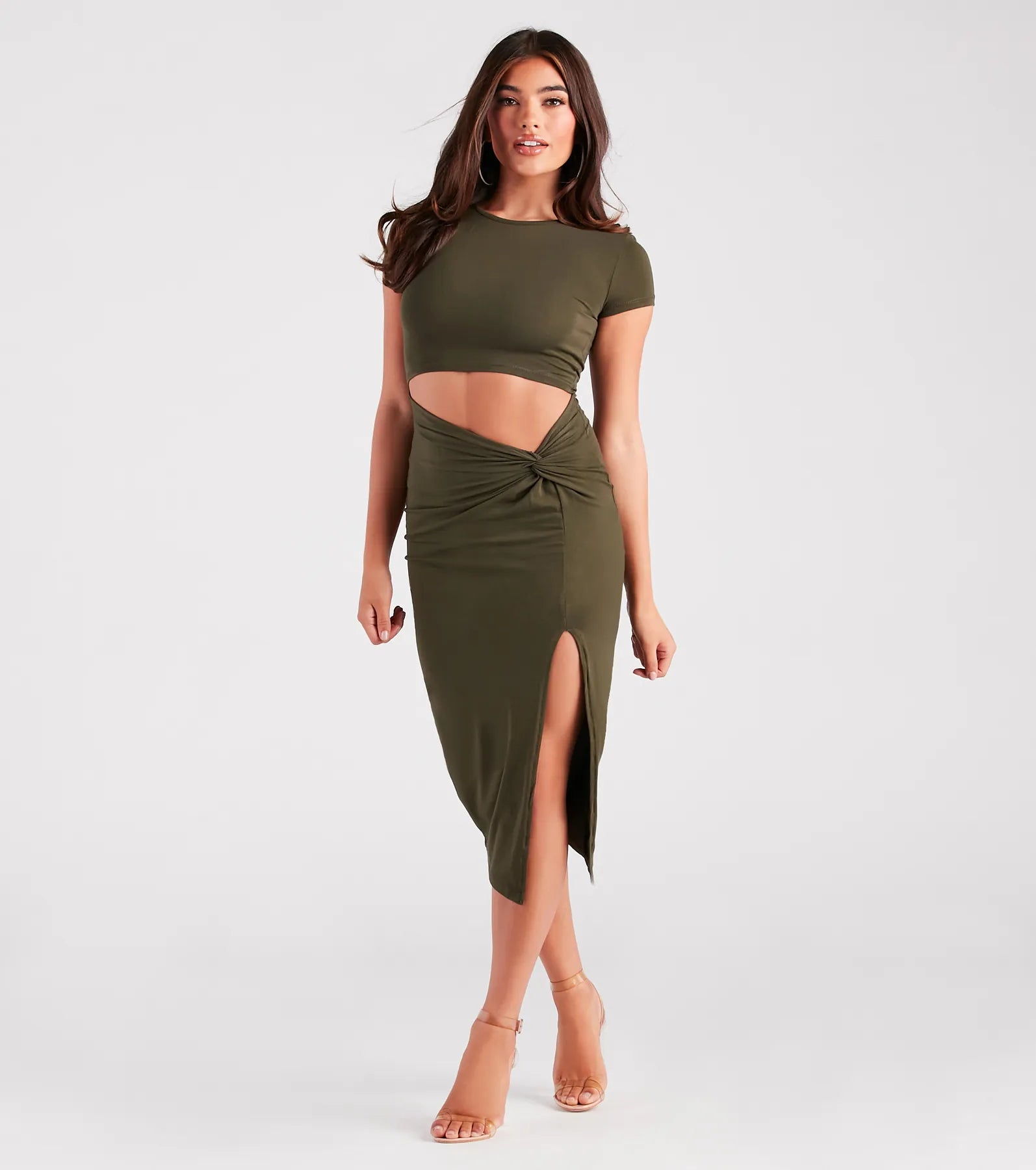 Casual Scene Crew Neck Midi Dress