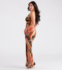 Elite Summer Style Marble Print Maxi Dress