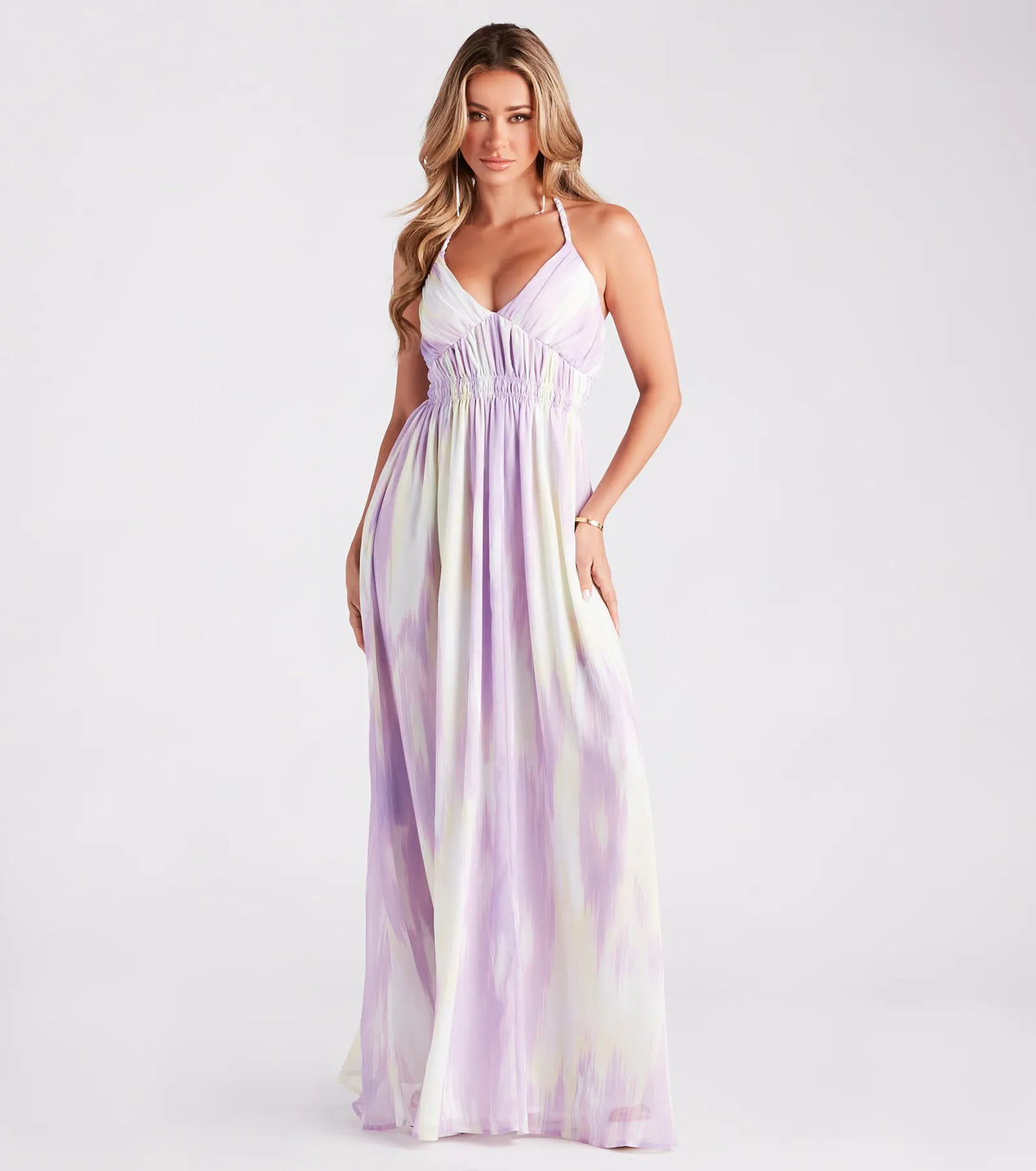 Living In Color Chiffon Halter Maxi Dress