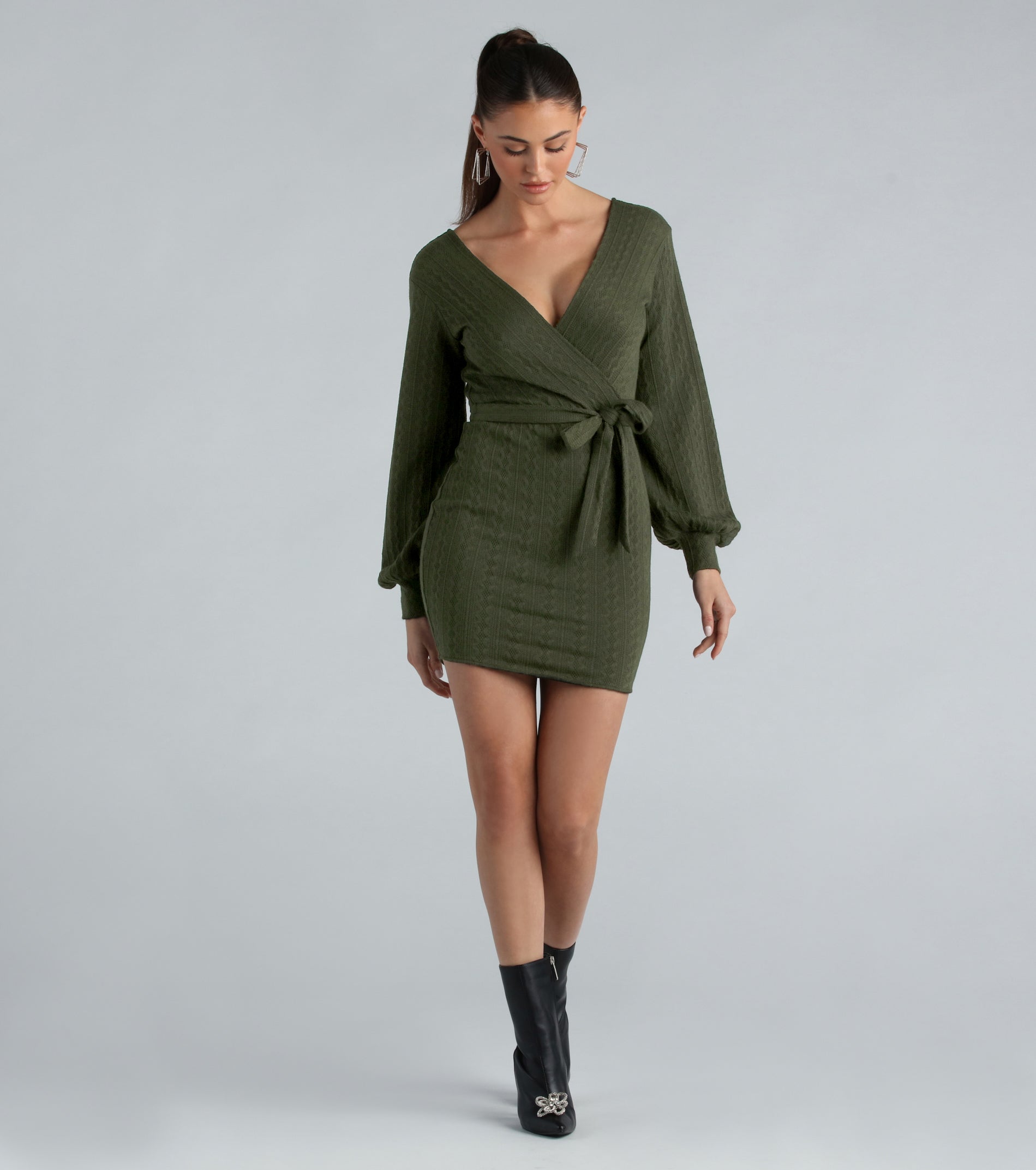 All Things Cute Cable Knit Sweater Dress