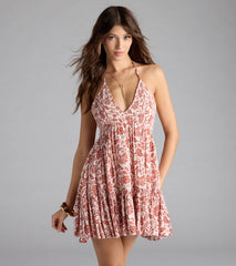 Sunny Days Floral Halter Skater Dress