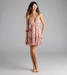 Sunny Days Floral Halter Skater Dress