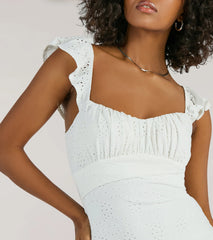 Always Sweet Ruffled Eyelet Lace Mini Dress