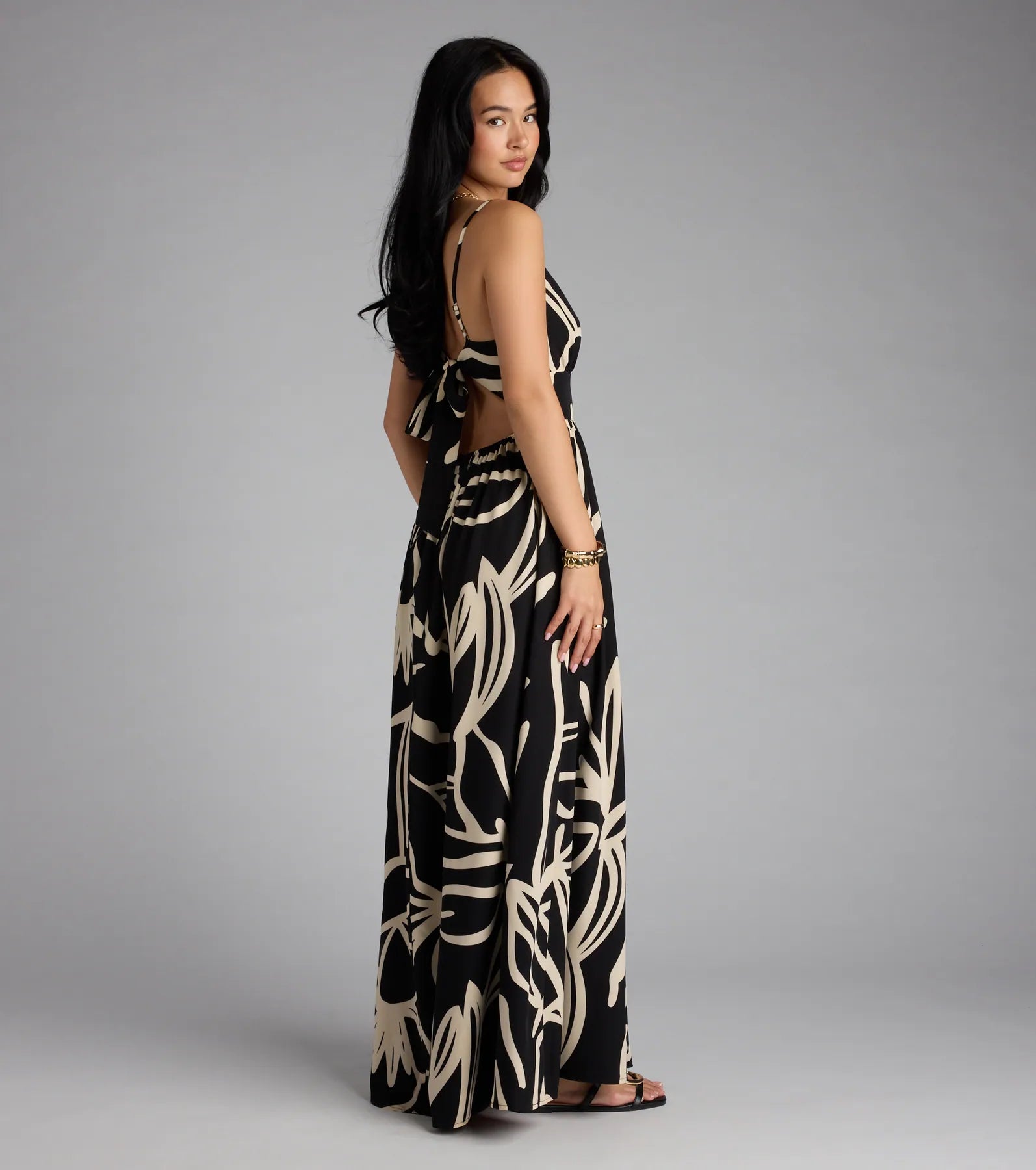 Chic Bliss Tie-Back Slit Maxi Dress