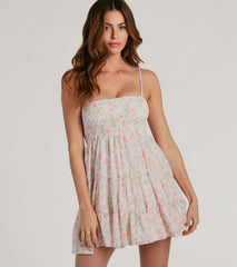 Lively Elegance Smocked Floral Babydoll Dress