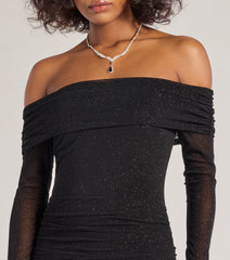 Pop Of Glam Long Sleeve Glitter Mini Dress