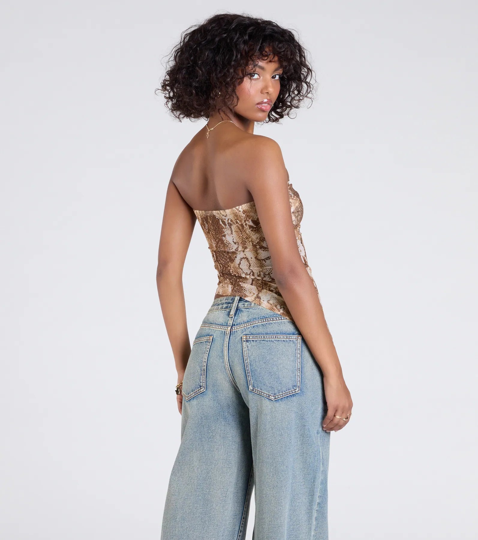 Hiss And Tell Snake Print Mesh Crop Top