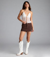 Unforgettable Babe Sheer Lace Crop Top