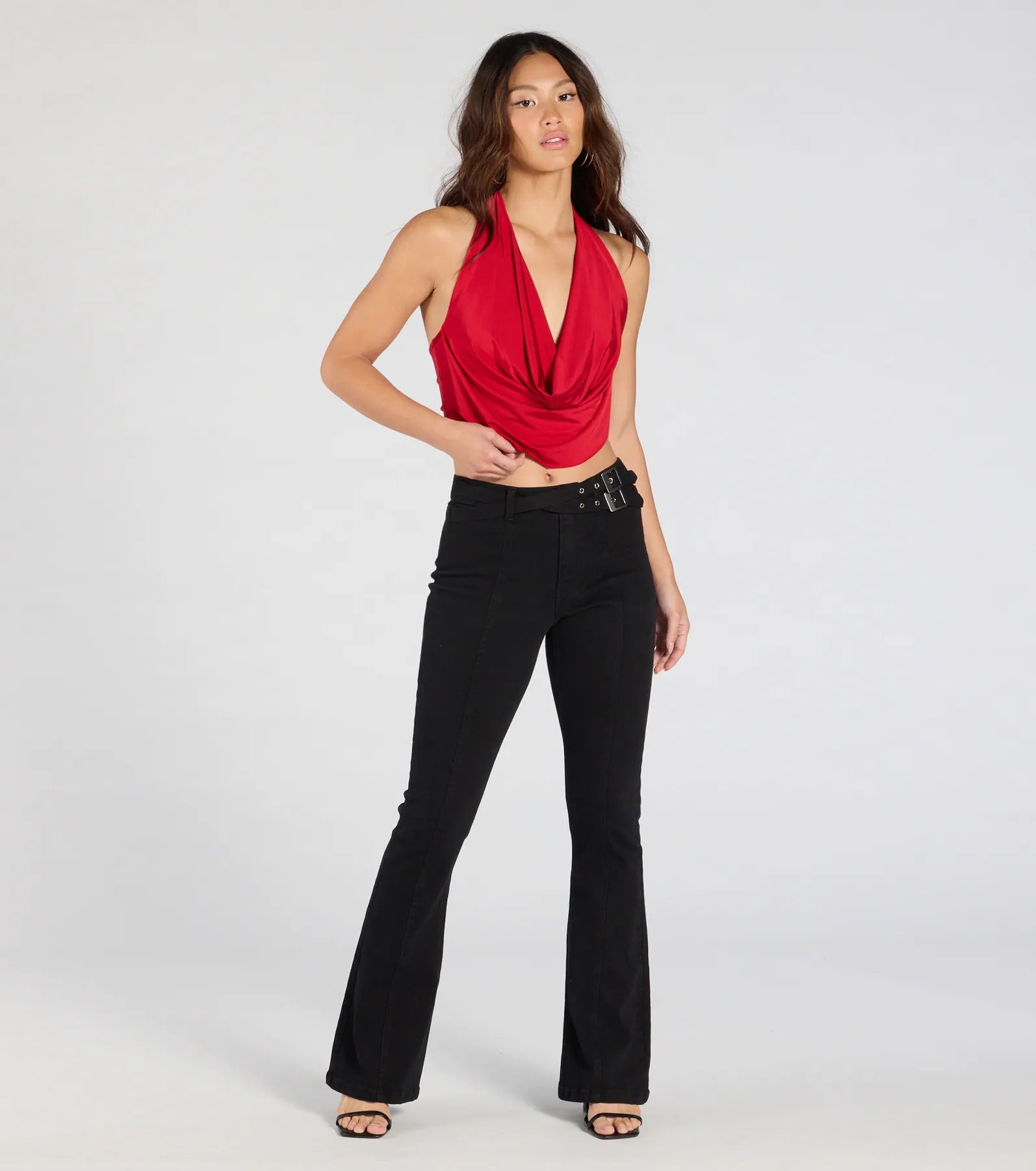 Take The Plunge Sleeveless Halter Crop Top