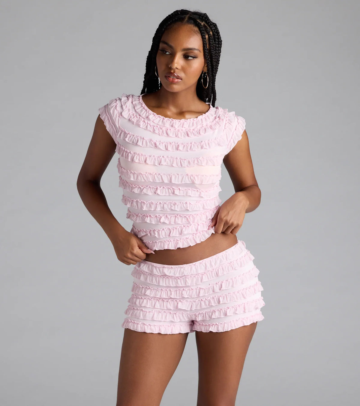 Summer Spice Lace-Up Ruffle Crop Top