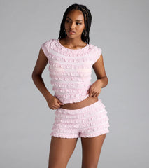 Summer Spice Lace-Up Ruffle Crop Top