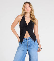 Routinely Cute Halter Knot Crop Top