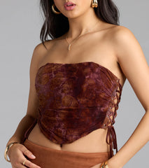 Romantic Nights Lace-Up Paisley Corset Top