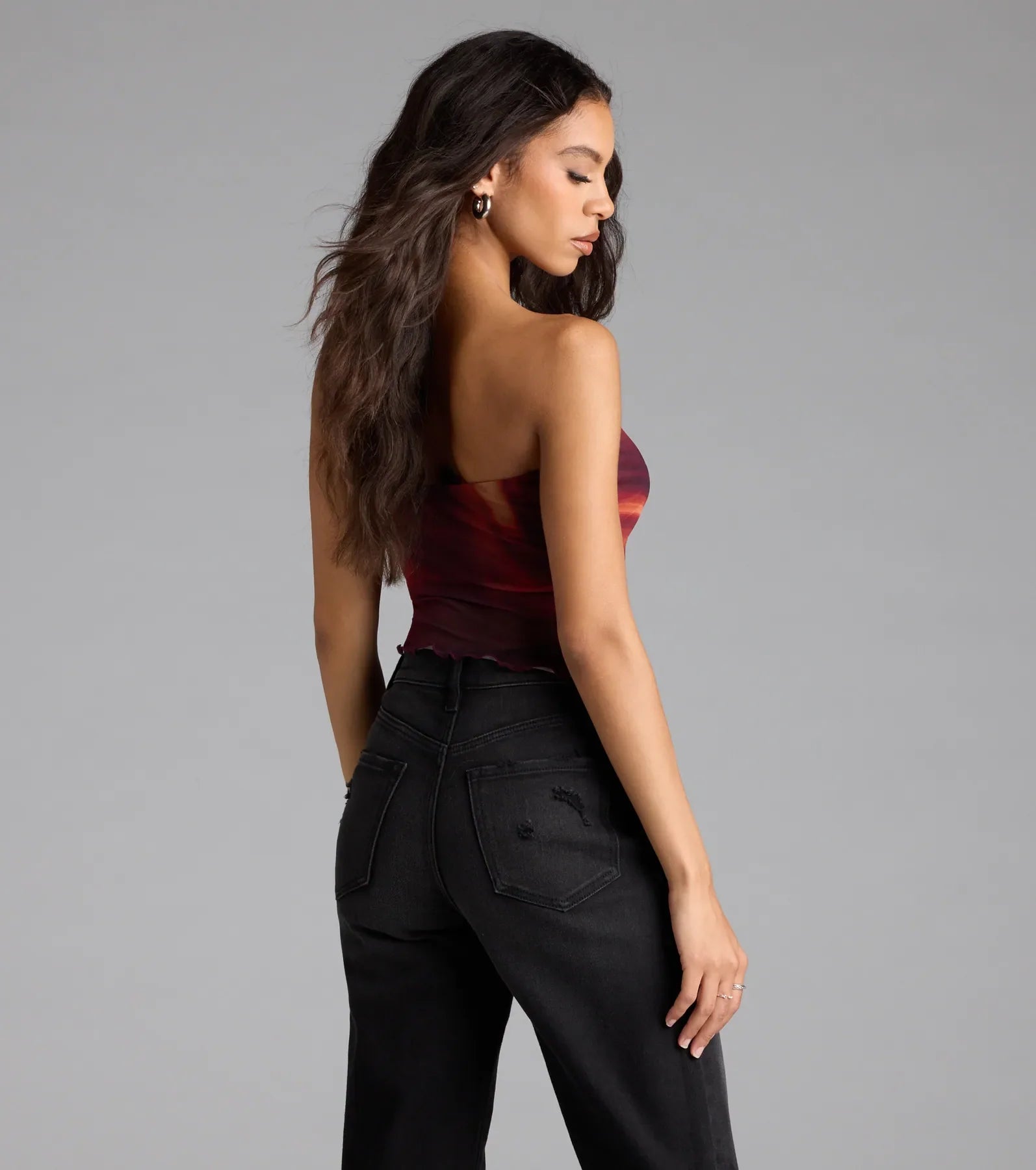 So Fly Abstract Slit Crop Top