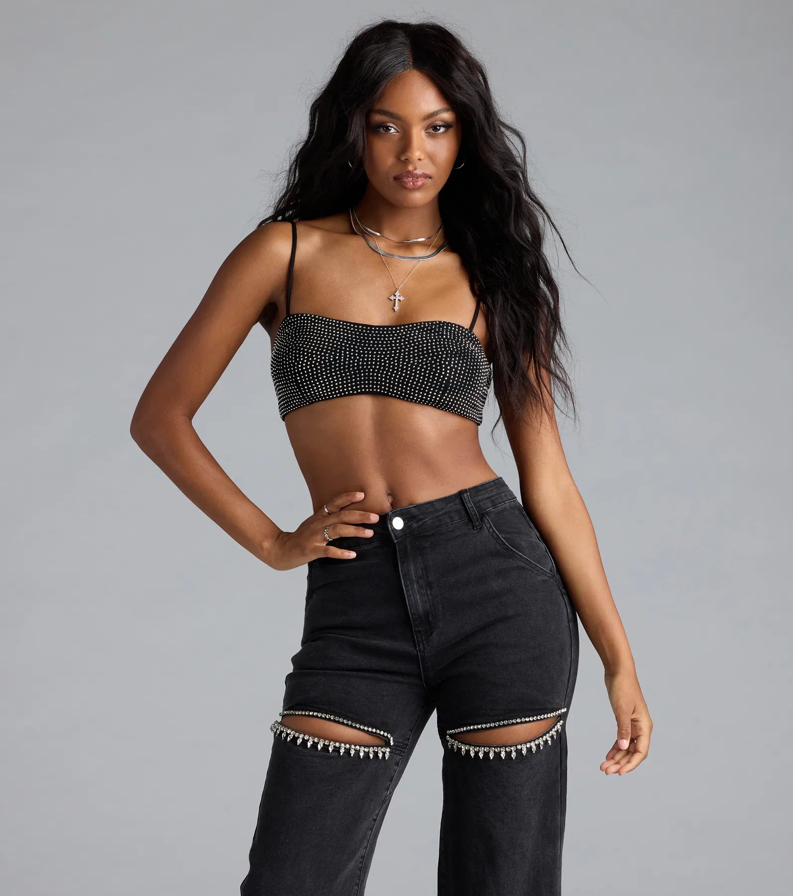 Just For Tonight Rhinestone Bra Top