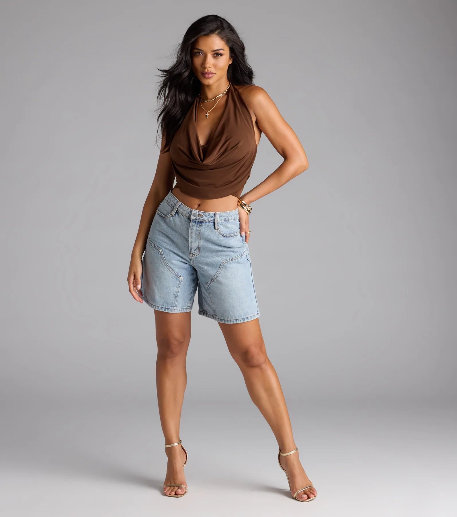 Take The Plunge Sleeveless Halter Crop Top