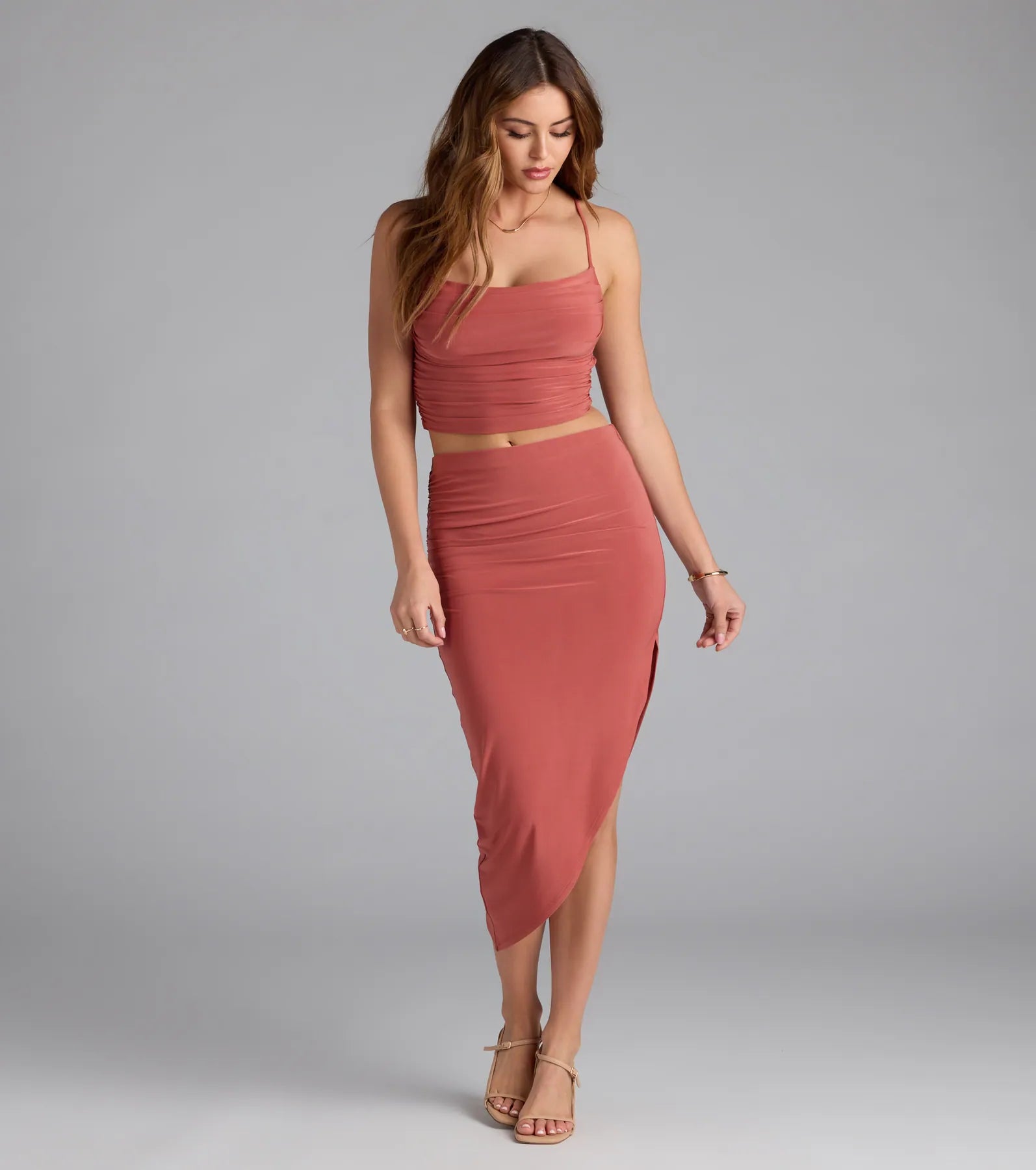 Always Happy Hour Cowl Neck Crop Top