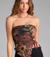 Wild Vibe Leopard Floral Print Tube Top