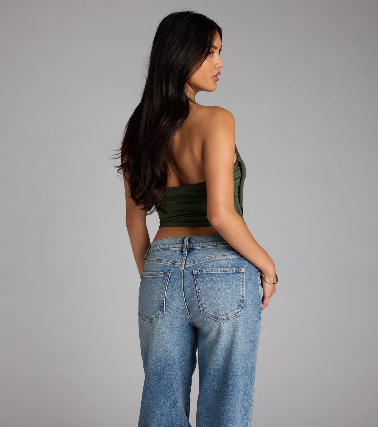 Take The Plunge Sleeveless Halter Crop Top